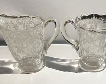 Vintage Baroque Chintz Crystal Cream and Sugar by Fostoria,