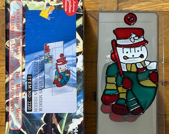 Portavelas de cristal vidriero con forma de muñeco de nieve vintage, decoración navideña, portavelas de té, decoración invernal de muñeco de nieve.