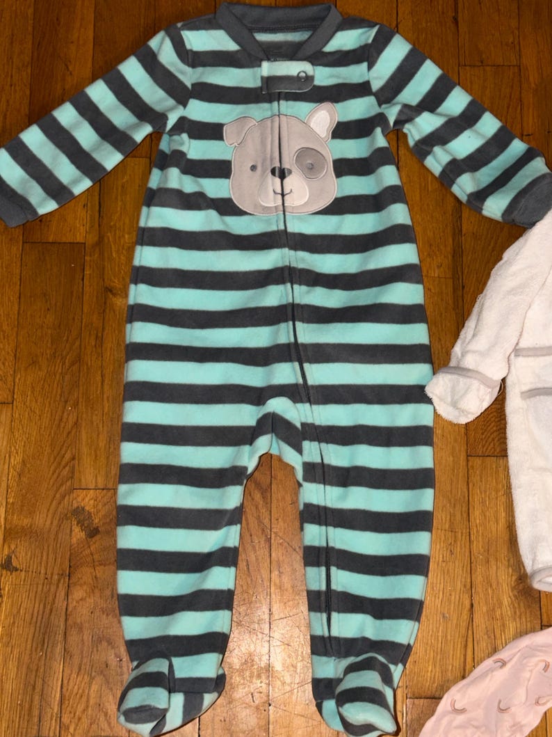 Baby Pajama Bundle 6-9 Months | Carter’s, Little Me, Cloud Island | Footed Sleepers & Robe Set | Unisex Baby Clothes Lot image 2