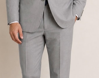 Michael Kors Men’s Light Gray Wool Suit 38S Slim Fit 2 Piece Suit Made in Canada
