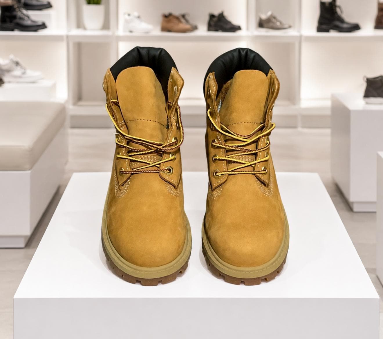 Timberland Youth 6 Inch Premium Waterproof Boots Wheat Nubuck Size