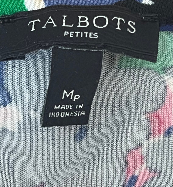 Talbots Black Multi Colored Print Midi Sheath Dre… - image 3