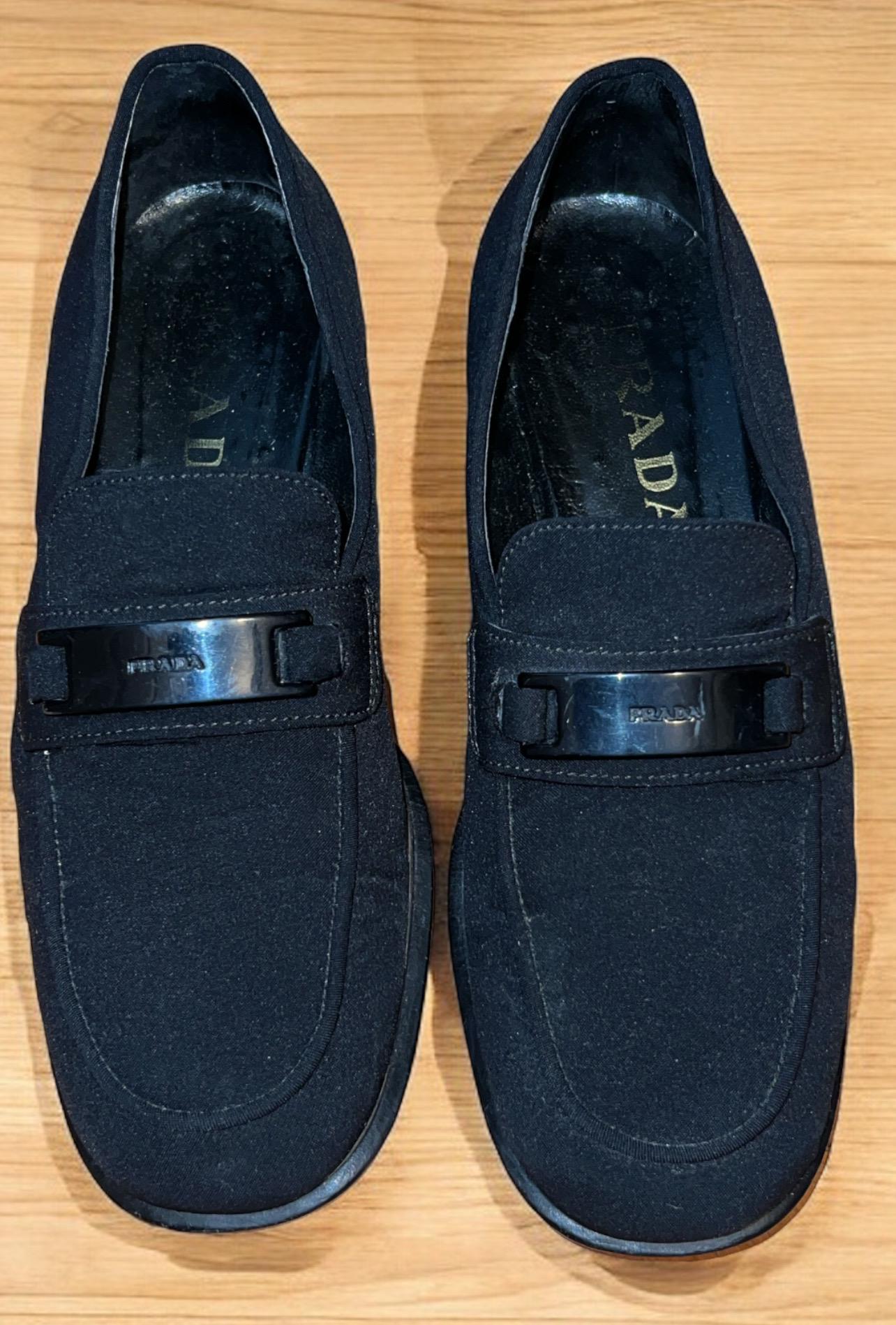 Prada Sparkly Midnight Blue Flats With Tassels