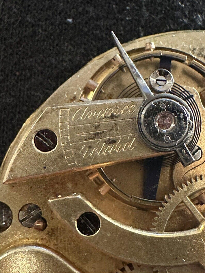 Antique Avance Retard Pocket Watch Movement For Parts Repair Only 2 See Pics image 4