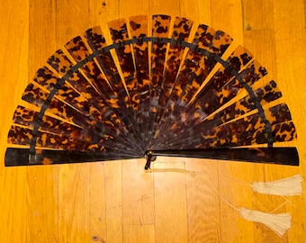 Vintage stijl opvouwbare handventilator schildpadlook decoratieve ventilator 21" open kwast accent boho muurdecor handheld ventilator