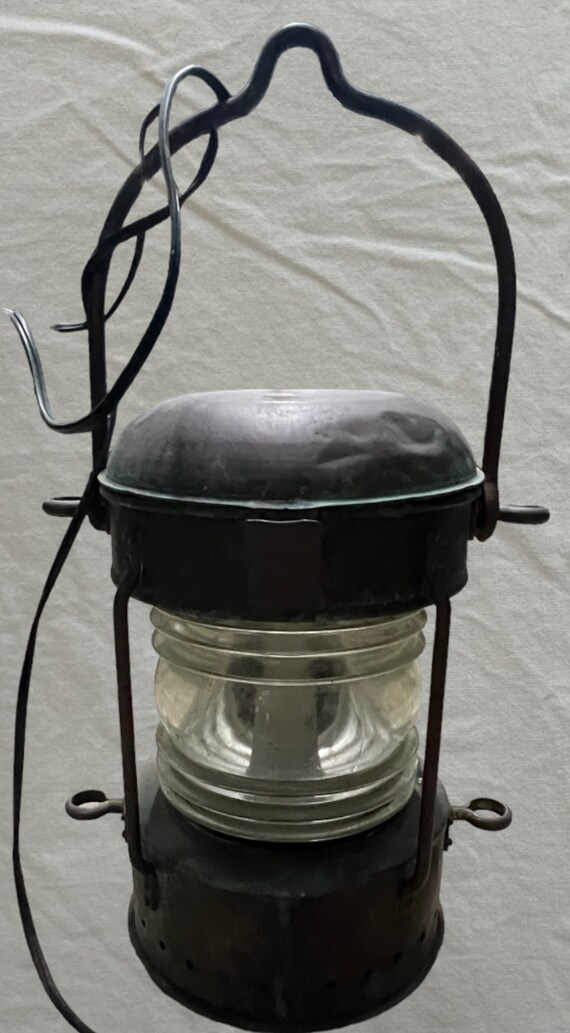 HUGE ANTIQUE ANCHOR GERMAN MARINE LANTERN JH PETERS & BEY