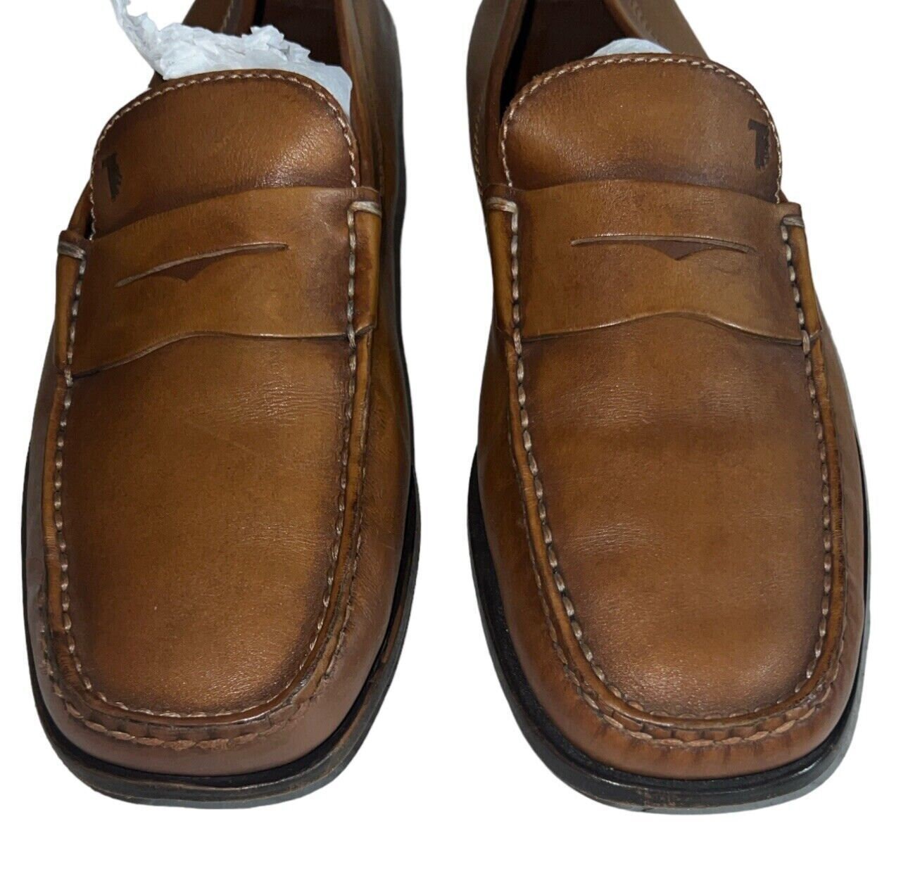 TODS CITY GOMMINO LEATHER DRIVING SHOES Mens Dark Brown Italian Sz 40 US 8 TODS CITY GOMMINO BROWN TEXTURED LEATHER SLIP ON LOAFERS  main image 4