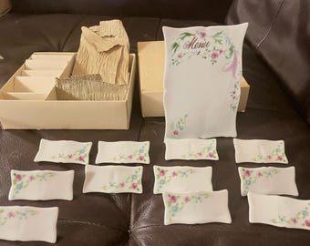 Vintage Porzellan Tischkartenhalter Set Floral Menüständer Hochzeit Tischnamenhalter Japan Style