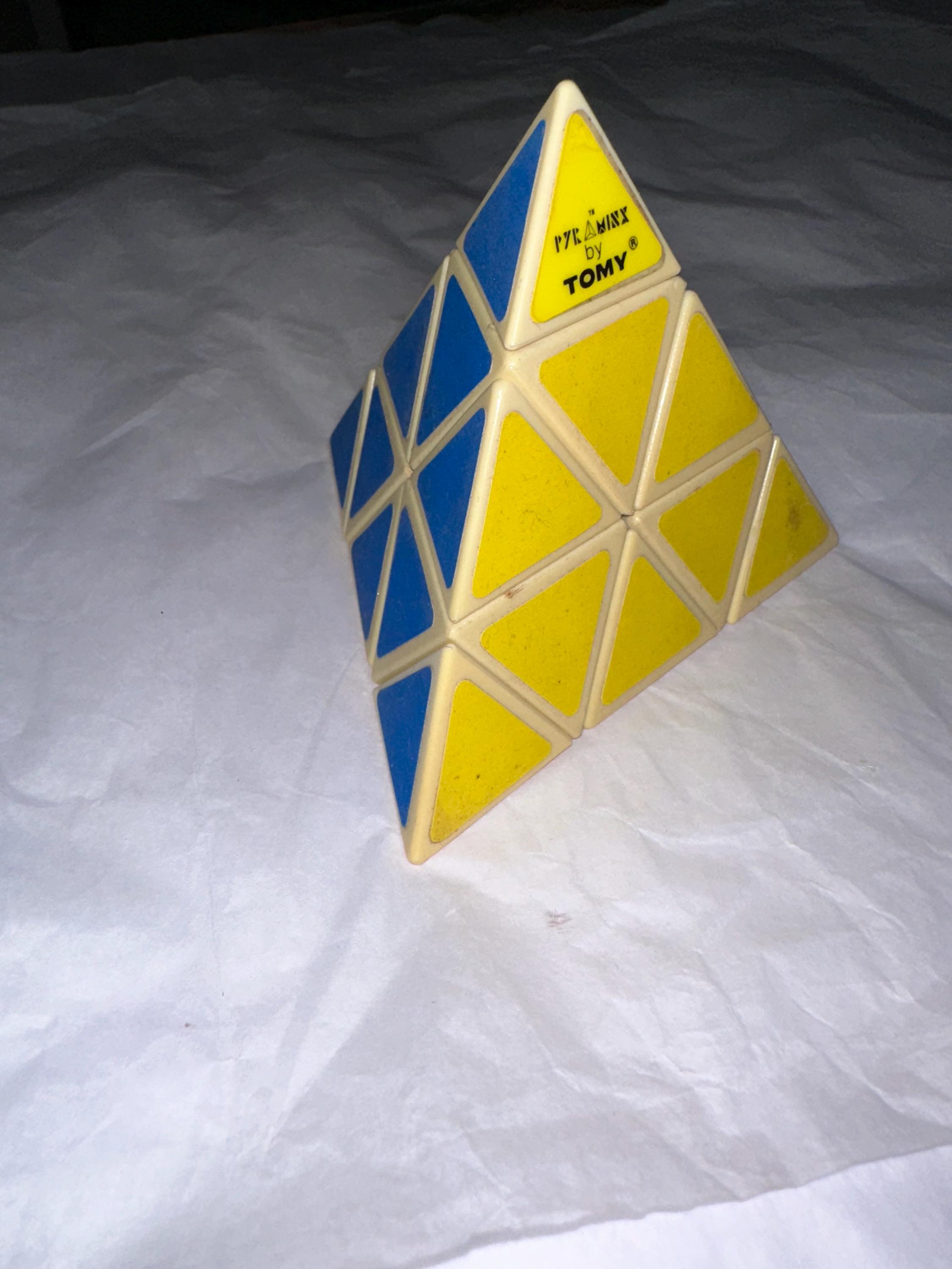 Vintage Pyramid Puzzle, Pyraminx by Tony, Fluorescent Color, 1981