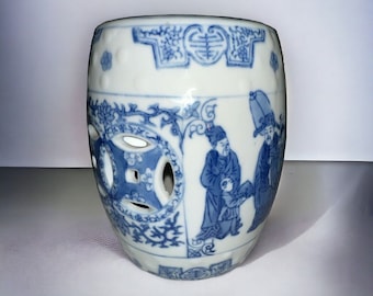 Antique Chinese Small Garden Seat Pierced China Original 6in Tall, 4 inches wide