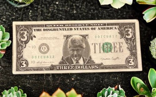 HILLARY RODHAM CLINTON $3 dollar bill Slick Times Novelty Money