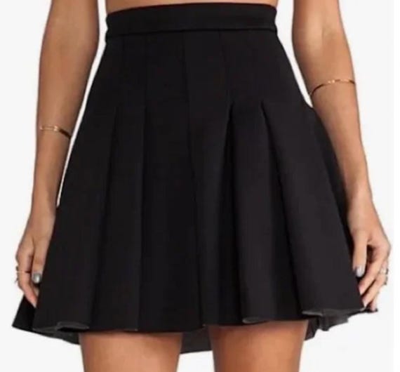 T Alexander Wang Black Pleated Scuba Neoprene Mini Skirt