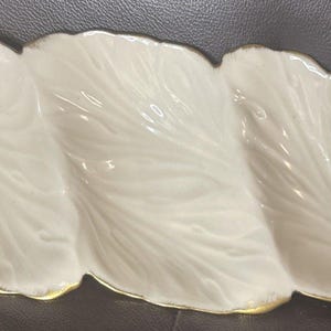 Lenox Triple Leaf 3 Section Serving Dish with Gold Trim Vintage