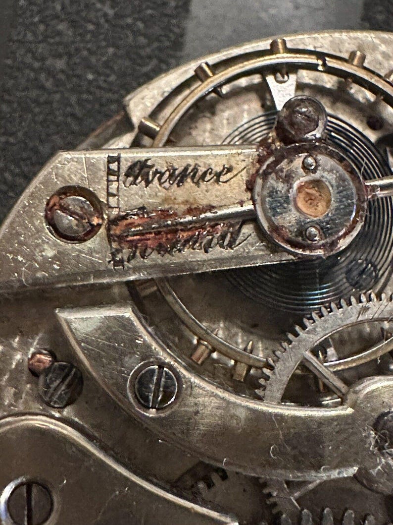 Antique Avance Retard Pocket Watch Movement For Parts Repair Only 2 See Pics image 3
