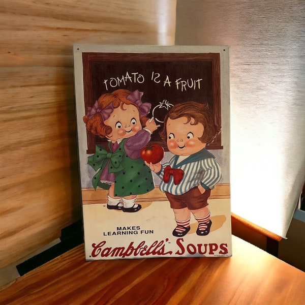 11 1/2 BY 16in tin signs CAMPBELLS SOUPS make learning fun 1993 # 2 in series