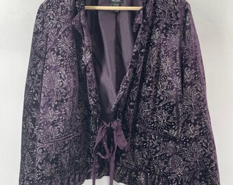 Bob Mackie Studio Women Jacket 18 W Purple Floral Rayon Blend VelvetBlazer
