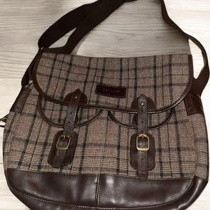 Barbour Messenger Fliegenfischen Tarras Bag Brown Tweed Missing Plastic Liner