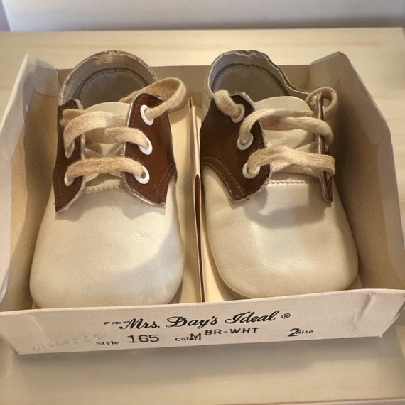 Vintage Baby Shoes Mrs. Days Ideal Burgundy and White Shoes Size 2 Etsy