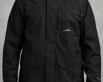 Eddie Bauer Veste imperméable WeatherEdge Petite veste de pluie à capuche noire pour hommes Manteau de randonnée en plein air