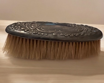 Antique ornate 19th century Victorian silver-plate figural horse hair clothes brush