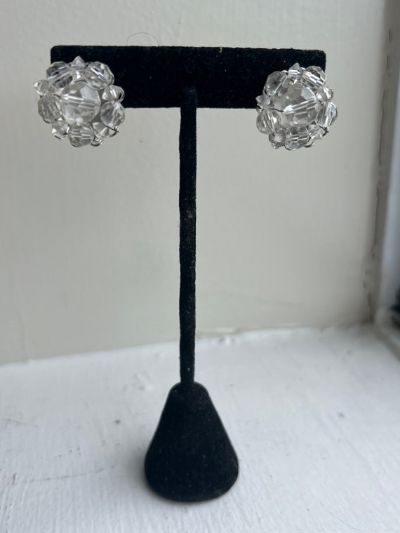 Marvella Crystal Earrings Vintage Beaded Cluster … - image 1