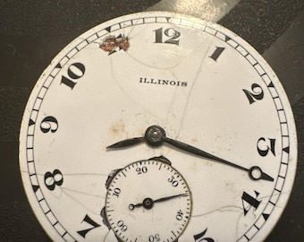 Illinois Pocket Watch Movement Lincoln 17 Jewels Double Roller See Pics