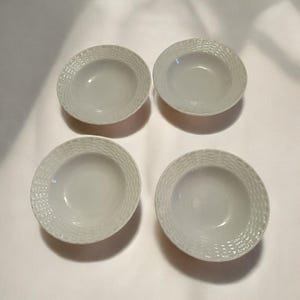 Tienshan YS WICKER WHITE Porcelain Salad/ Soup Plates 8.5 Set Of 4