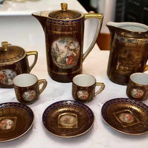 H&C 1792 Haas-Czjzek Schlaggenwald Teapot Creamer Sugar 3 Cups Saucer  set