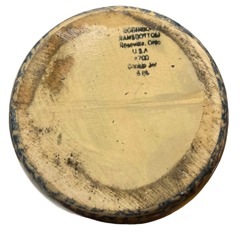 Vintage RRP Blue Spongeware Cookie Jar Robinson Ransbottom Pottery