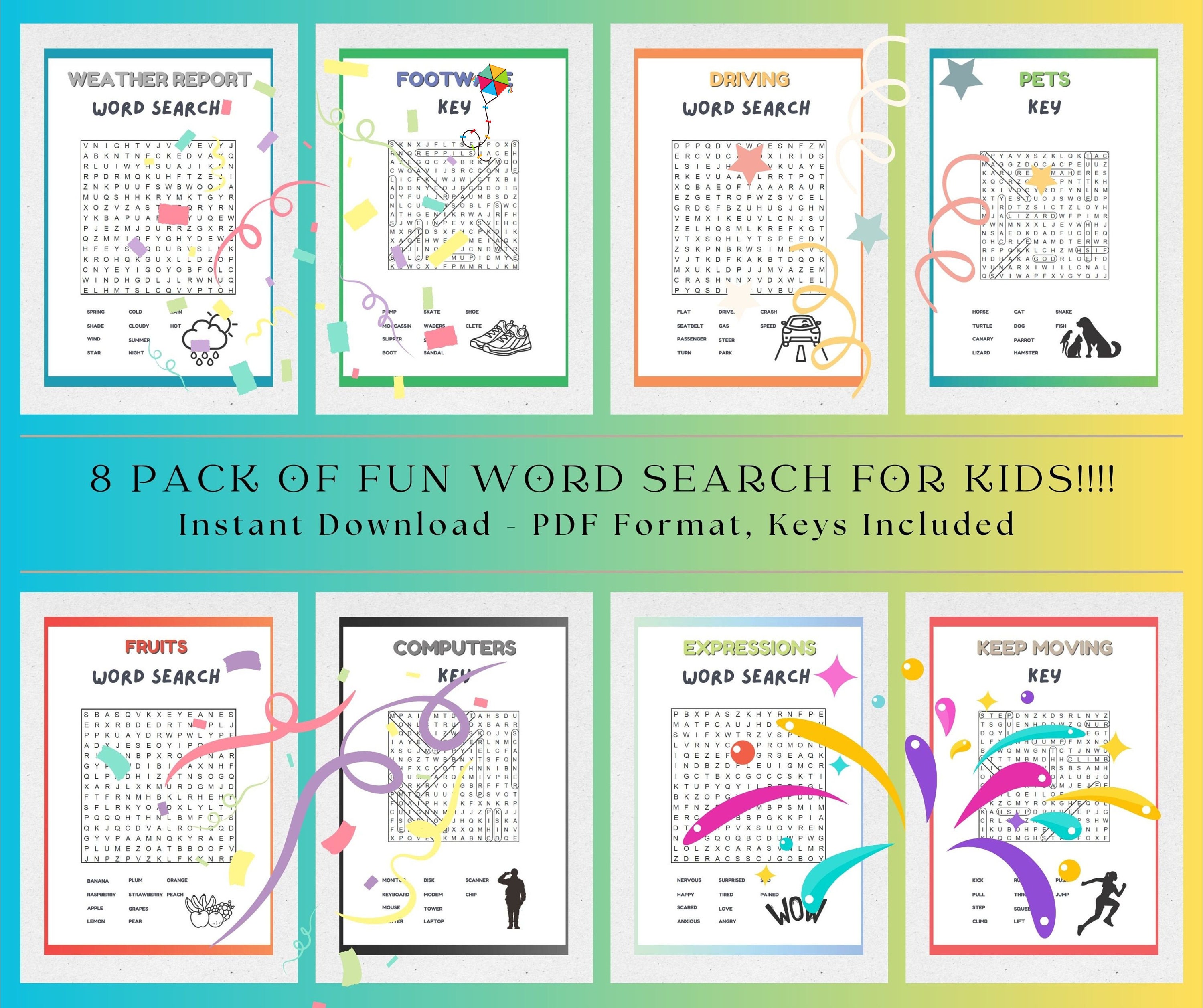 8p. Word Search With Answer Key, Teacher Tools, Elementary School ...