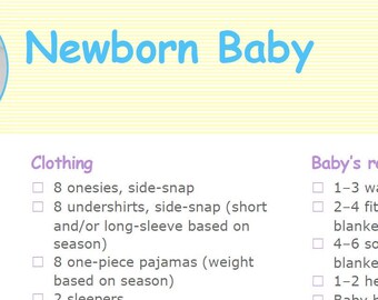 Newborn Baby Checklist - Etsy UK