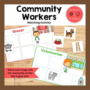 Community Workers Matching Activity for Prek, Preschool & Kindergarten - Community Helpers