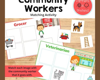 Community Workers Matching Activity for Prek, Preschool & Kindergarten - Community Helpers