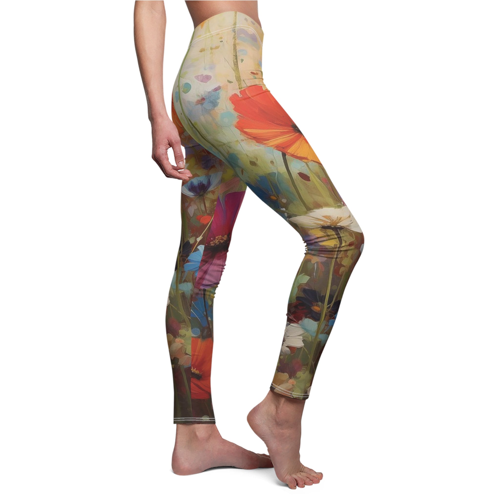 Women's Floral Leggings Fashionable Women's Leggings Colorful Leggings Flower Leggings Artsy