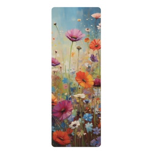 Flower Yoga Mat Floral Yoga Mat Pretty Flowers Colorful Flowers Yoga Mat Nature Yoga Mat Artsy Painting Yoga Mat Gift Health Gift Exercise