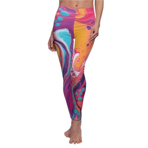 Womens&#39; Leggings Colorful Leggings Tie-dye Inspired Leggings Pink Leggings Purple Leggings Pretty Leggings Painted Style Leggings
