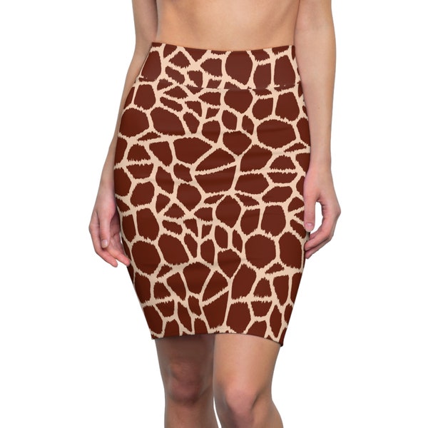 Women's Animal Print Pencil Skirt Trendy Women's Skirt Giraffe Print Skirt Neutral Color Skirt Wild Skirt Summer Skirt Gift for Her