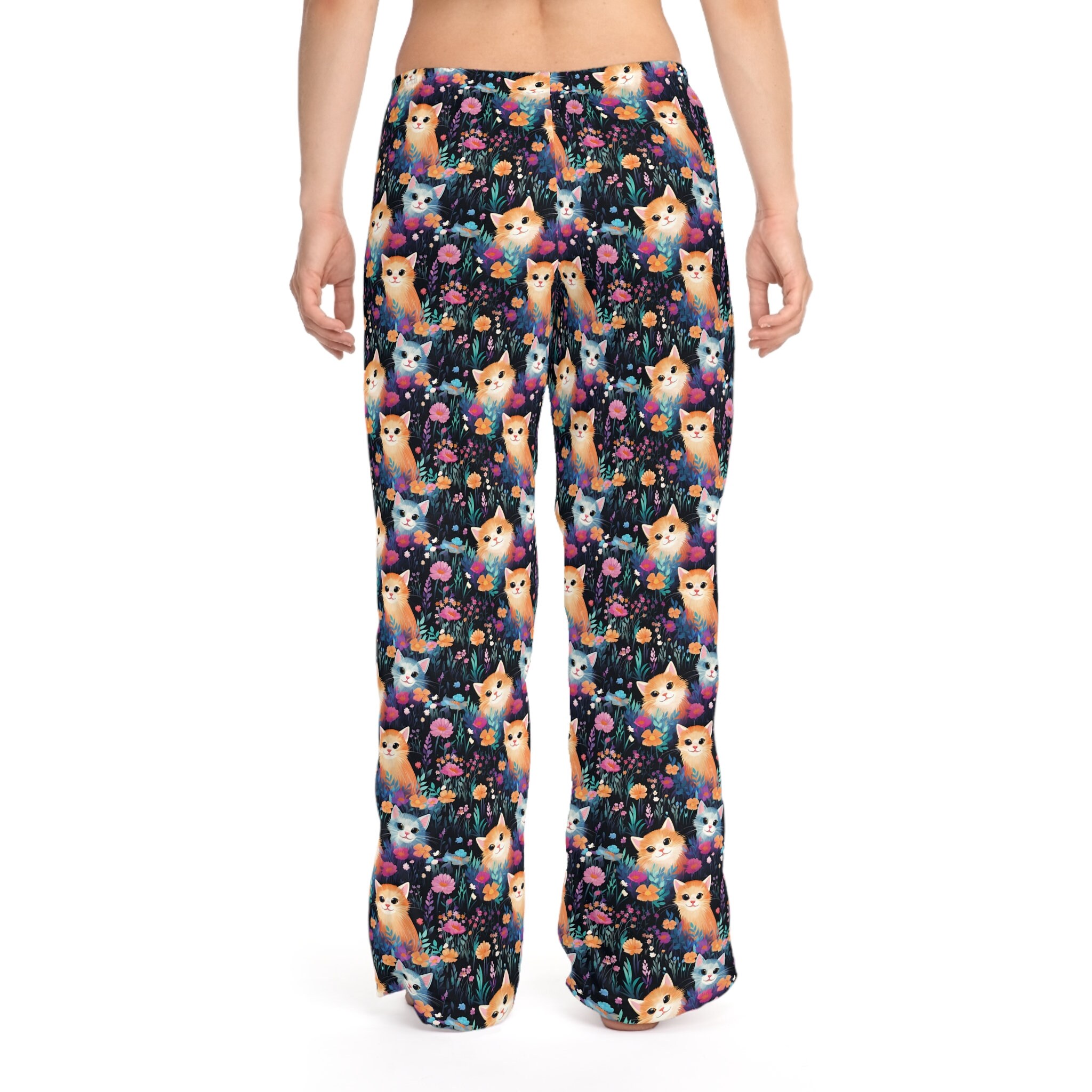 Women's Cat Pajamas Flower Cat Floral Pajamas Cool Cat Pajamas Flowers ...