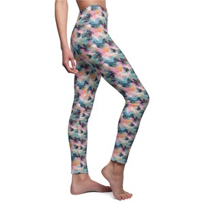 Painted Style Leggings Colorful Leggings Stylish Leggings Gift for Her Pretty Leggings Green Leggings Orange Leggings Pink Leggings