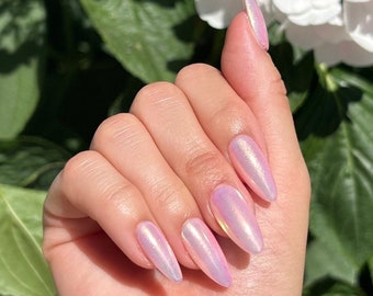 Chrome Pink Press On Nails