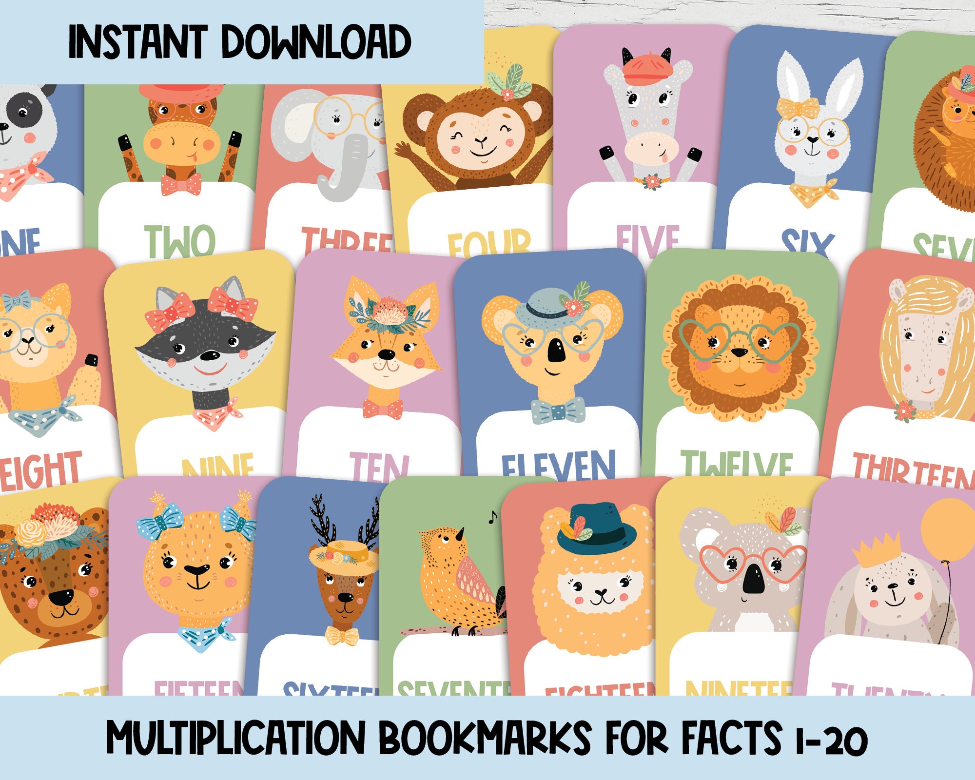 Printable Multiplication Bookmarks Times Table Practice for