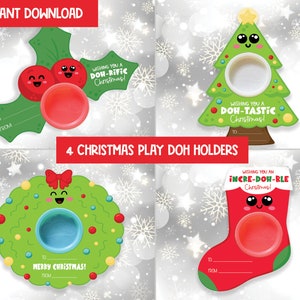Regalo de árbol de Navidad de plastilina imprimible para niños / Regalo para estudiantes de fin de año / Relleno de medias sin dulces / Etiqueta Play Doh / Titular de plastilina