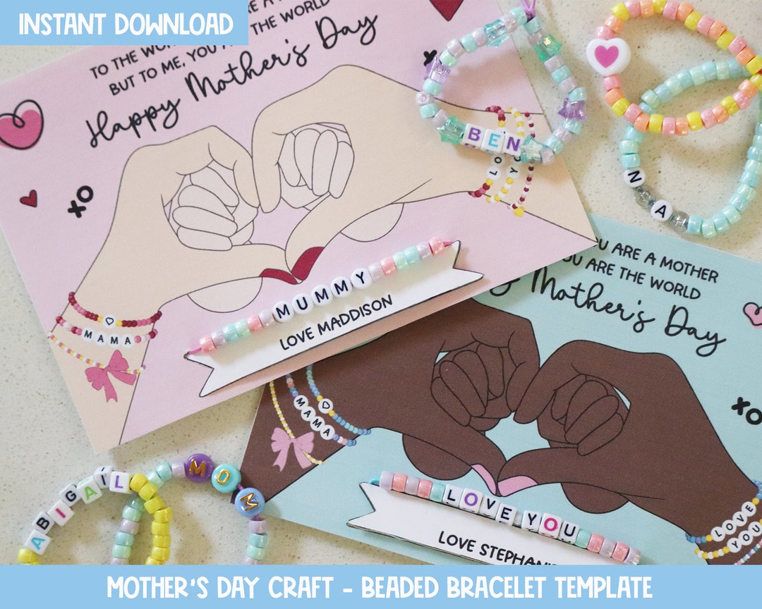 Mothers Day Bracelet Template, Gift for Mom, Printable Gift From Kids ...