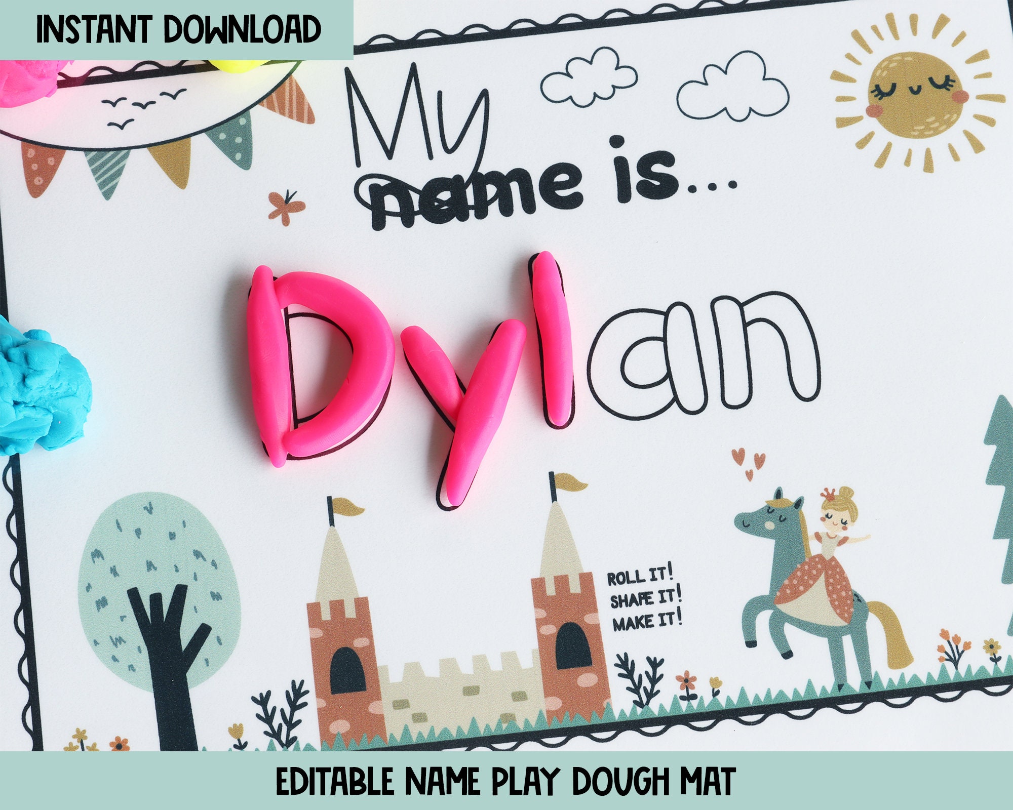 Custom Name Play Doh Mat Printable Toddler Activities Play Dough  Personalized Fine Motor Skills Busy Board for Toddlers 