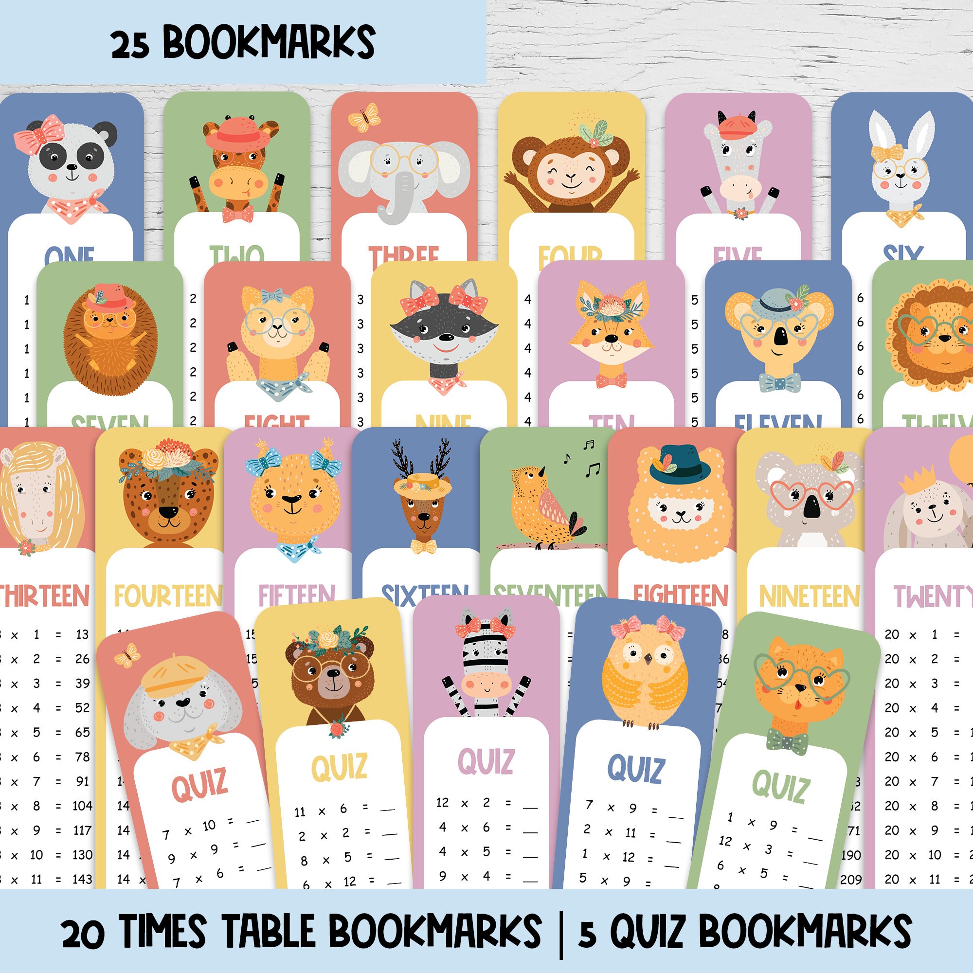 Printable Multiplication Bookmarks Times Table Practice for