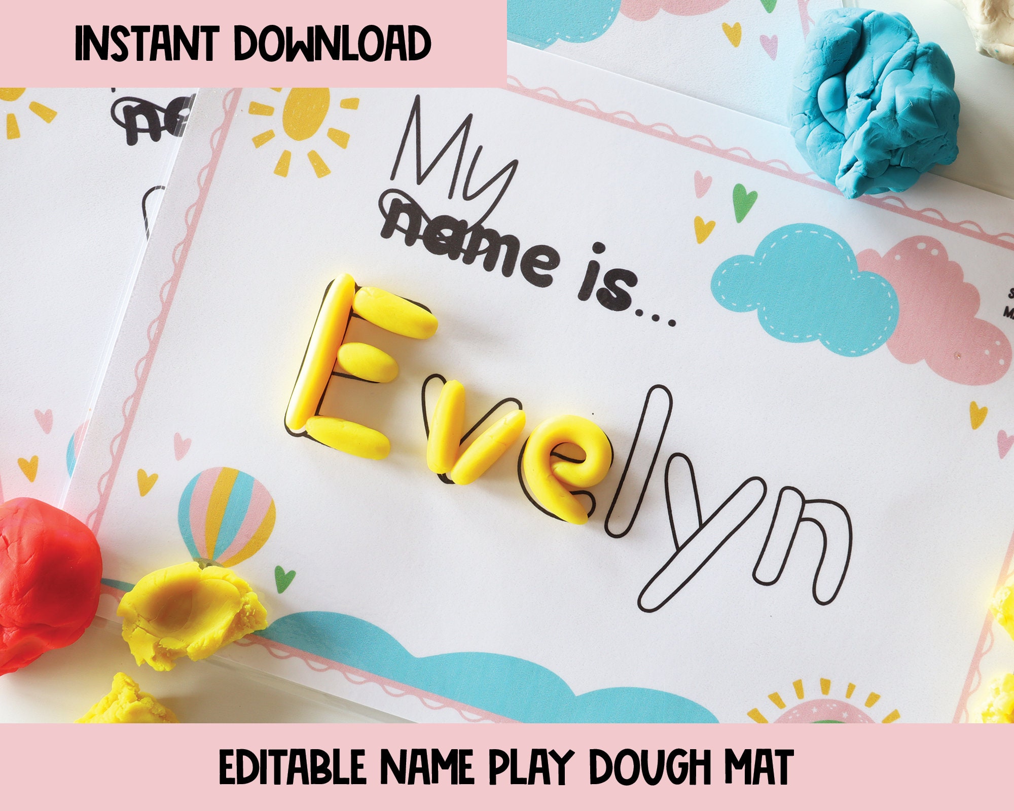 Custom Name Play Doh Mat Printable Toddler Activities Play Dough