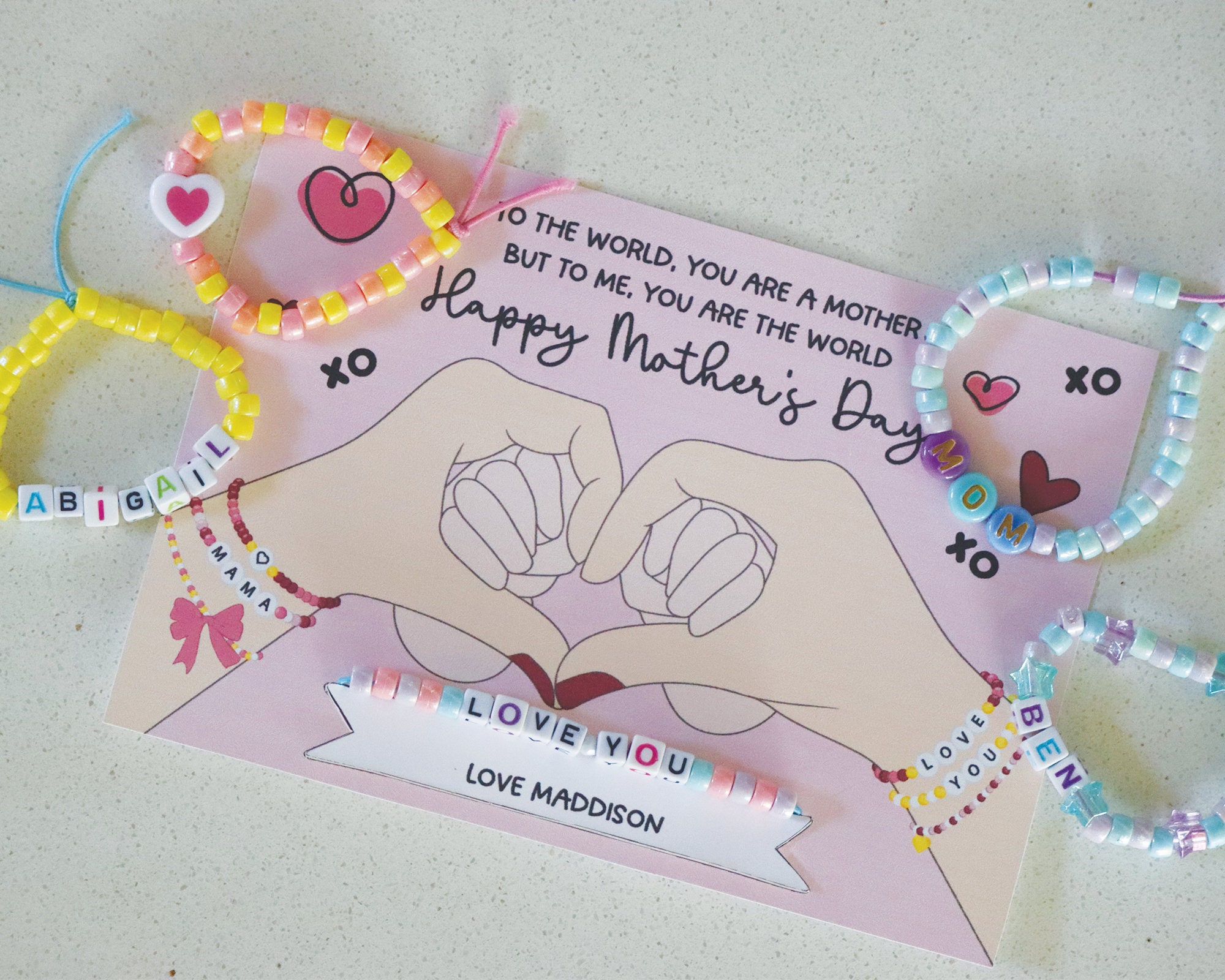 Mothers Day Bracelet Template, Gift for Mom, Printable Gift From Kids ...