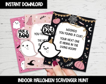 Halloween Treasure Hunt | Editable Scavenger Hunt Clues | Printable Ghost Hunt Cards | Halloween Activity Party Game | INSTANT DOWNLOAD