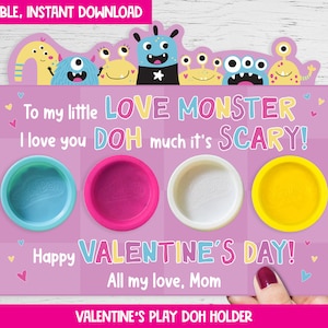 Play Doh バレンタイン | 印刷可能なバレンタイン カード | 子供向けのキャンディ以外のバレンタイン ギフト | Play Doh バレンタイン タグ | バレンタイン モンスター