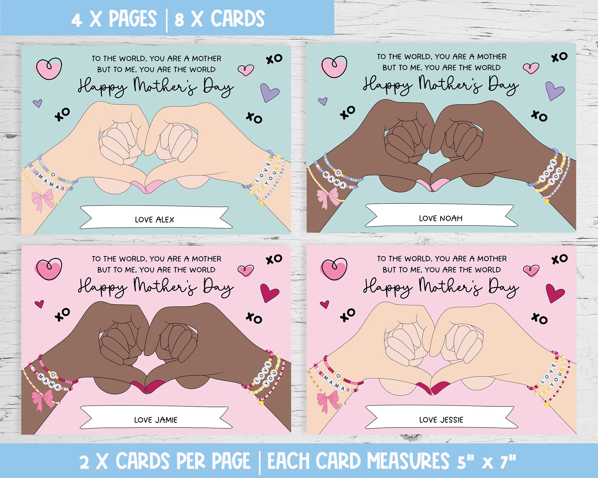 Mothers Day Bracelet Template, Gift for Mom, Printable Gift From Kids ...